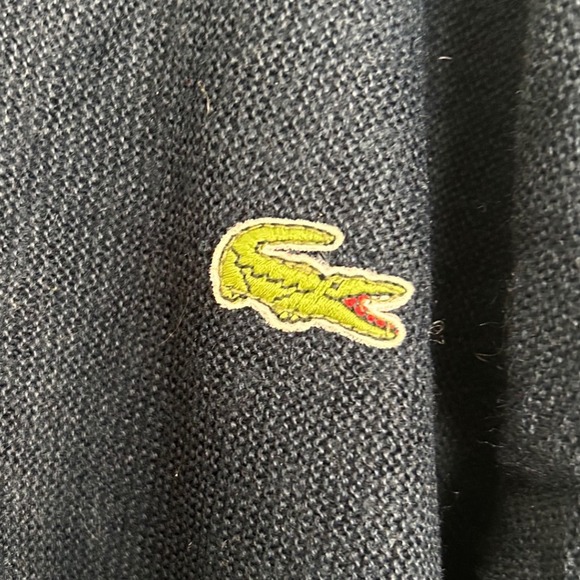 IZOD Lacoste V Neck Sweater Navy Blue Acrylic XL Long Sleeve Embroidered Croc - Picture 3 of 5